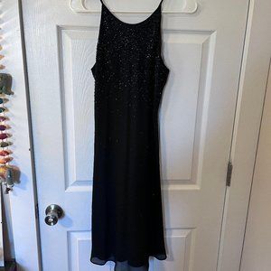 Chelsea Nites, Black Rhinestone Tank Midi Dress, 8
